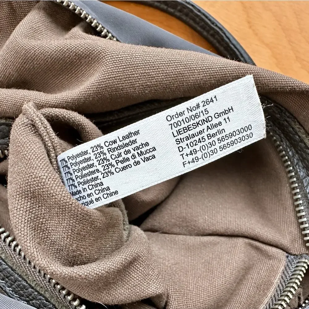 Liebeskind Berlin Ramona C Brown Nylon Leather Hobo Crossbody Shoulder Bag